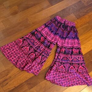 Bohemian Pink and Purple Wide-Leg Pants